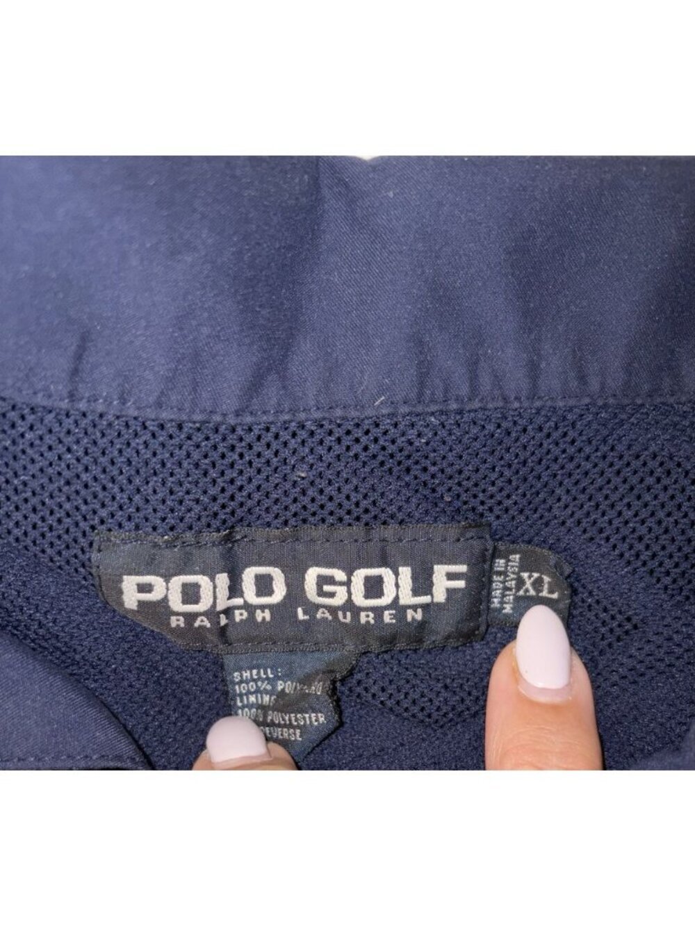 Vtg POLO GOLF by Ralph Lauren Golf Pullover Men’s Blue Windbreaker Pockets Sz XL - Picture 4 of 7